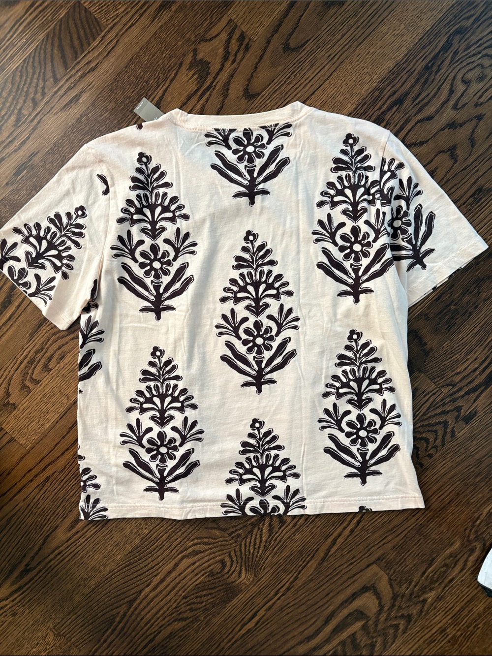 J. Crew Cream “Broken In Jersey”Short Sleeve Tee w Brown Floral Print. NWT. Med - Picture 8 of 8